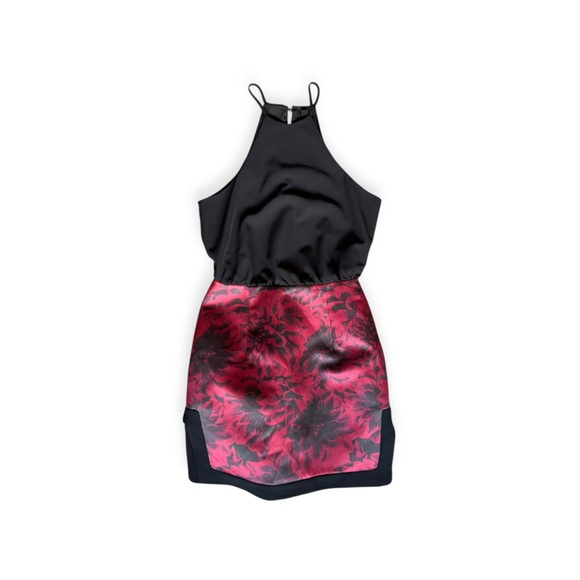 NBD black & pink mini floral dress small party cocktail summer - Picture 6 of 11